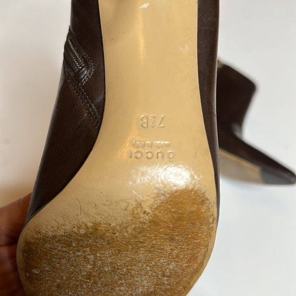 Gucci Brown Leather Bamboo Heel Ankle Boot 7 1/2 - Picture 5 of 16
